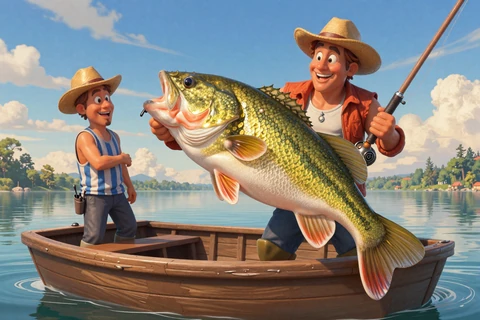 Big Bass Bonanza Megaways Slot mit Fischer und Goldfisch