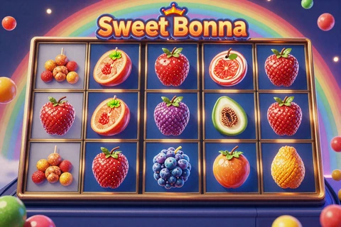 Sweet Bonanza Slot von Pragmatic Play mit bunten Bonbons und Multiplikatoren